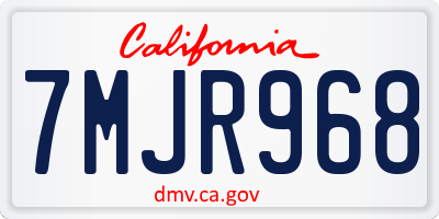 CA license plate 7MJR968