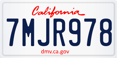 CA license plate 7MJR978