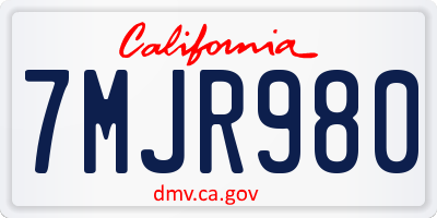CA license plate 7MJR980