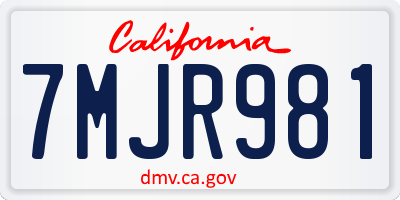 CA license plate 7MJR981