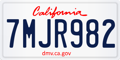 CA license plate 7MJR982