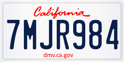 CA license plate 7MJR984