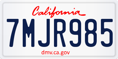CA license plate 7MJR985