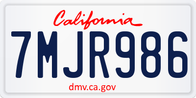 CA license plate 7MJR986