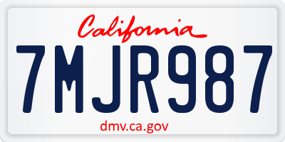 CA license plate 7MJR987