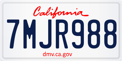 CA license plate 7MJR988