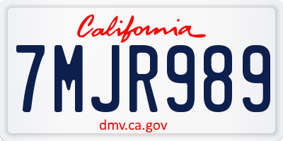 CA license plate 7MJR989