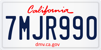 CA license plate 7MJR990