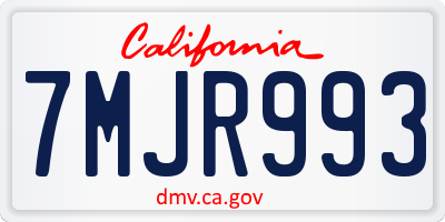 CA license plate 7MJR993