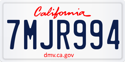 CA license plate 7MJR994