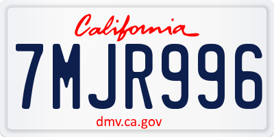 CA license plate 7MJR996