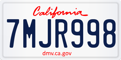 CA license plate 7MJR998