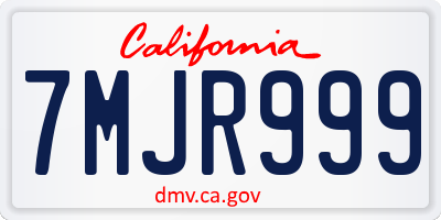 CA license plate 7MJR999