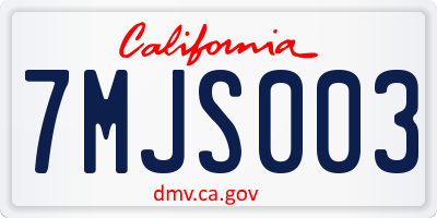 CA license plate 7MJS003