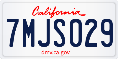 CA license plate 7MJS029