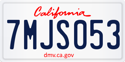 CA license plate 7MJS053