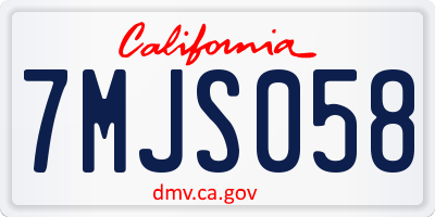 CA license plate 7MJS058