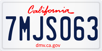 CA license plate 7MJS063