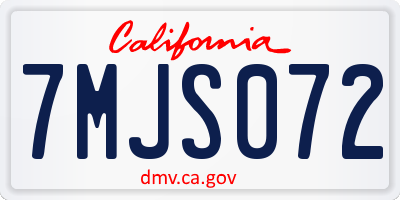 CA license plate 7MJS072
