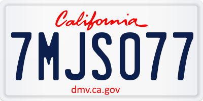 CA license plate 7MJS077