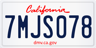CA license plate 7MJS078