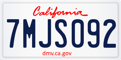 CA license plate 7MJS092