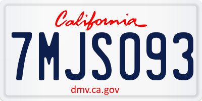 CA license plate 7MJS093