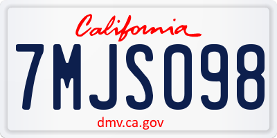 CA license plate 7MJS098