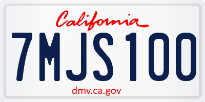 CA license plate 7MJS100