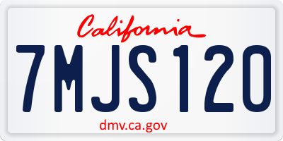CA license plate 7MJS120