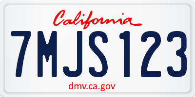 CA license plate 7MJS123