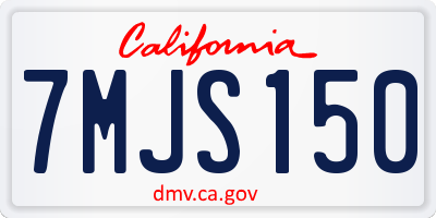 CA license plate 7MJS150