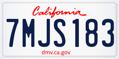 CA license plate 7MJS183