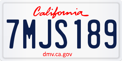 CA license plate 7MJS189