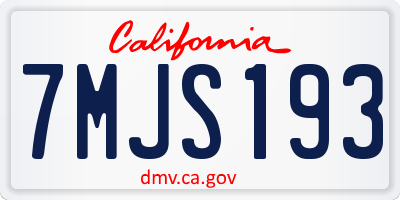 CA license plate 7MJS193