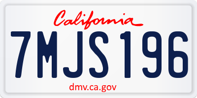 CA license plate 7MJS196