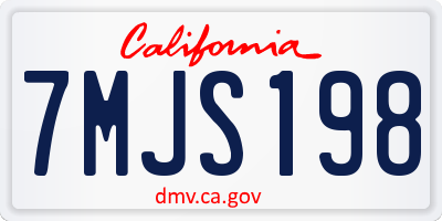 CA license plate 7MJS198