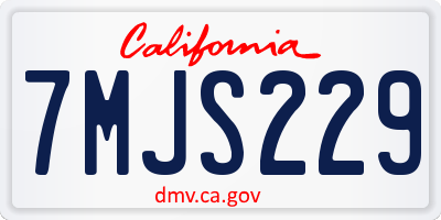 CA license plate 7MJS229