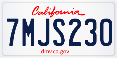 CA license plate 7MJS230
