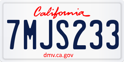 CA license plate 7MJS233