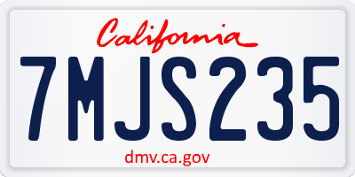 CA license plate 7MJS235