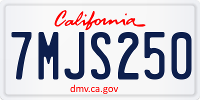 CA license plate 7MJS250