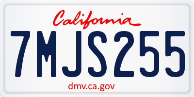 CA license plate 7MJS255