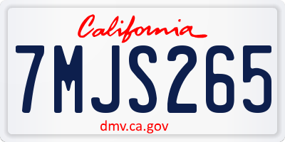CA license plate 7MJS265