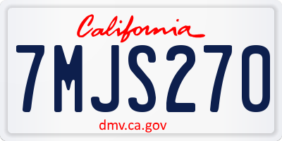 CA license plate 7MJS270