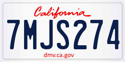 CA license plate 7MJS274