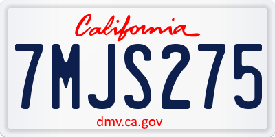 CA license plate 7MJS275