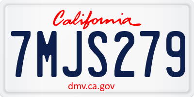 CA license plate 7MJS279