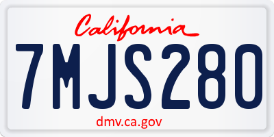 CA license plate 7MJS280