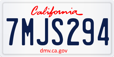 CA license plate 7MJS294